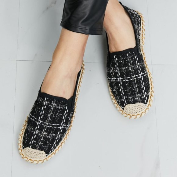 Forever Link Shoes - Forever Link Plaid Round Toe Slip-On Flats